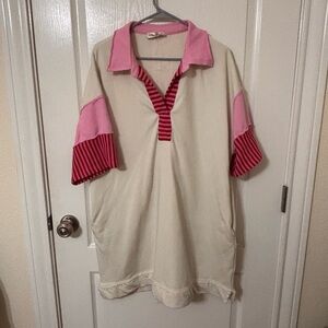 Pink and Cream Polo Shirt Dress